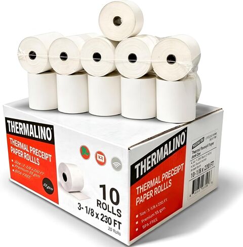 (50 حزمة) 3 1/8 × 230 إيصال الورق الحراري لفة - BPA ، ورقة طابعة حرارية 80 مم تناسب جميع سجلات نقاط نقاط البيع ، البرسيم ، المربع ، EPSON ، نجمة Micronics TSP100III ، استلام الطابعات in Kuwait