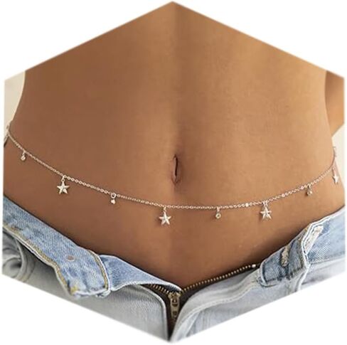 MODRSA 2pcs Belly Chain Gold Waist Chain for Women Waist Jewelry for Women Gold Belly Chains Stomach Jewelry Sexy Body Chains non Tarnish Waterproof Summer Jewelry Trendy in Saudi Arabia