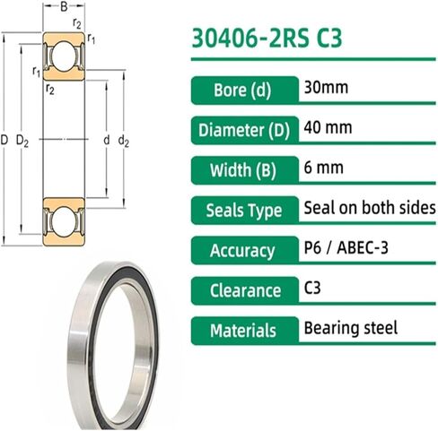 1PCS 30406-2RS 30x40x6 MR30406-2RS Bicycle Bearing 30 * 40 * 6 MH3040H6-2RS Thin Wall Shielding Ball in Saudi Arabia