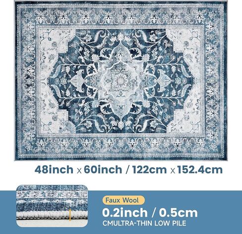 Office Chair Mat Desk Chair Hardwood Mat, Under Chair Mat for Rolling Chair for Home Gaming Tile Floor,Large Floor Protector Rug,Anti-Slip, Fauxwool Material(Blue, 48x60) in Kuwait
