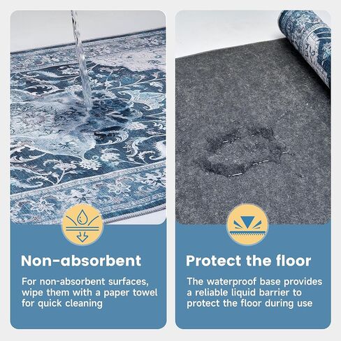 Office Chair Mat Desk Chair Hardwood Mat, Under Chair Mat for Rolling Chair for Home Gaming Tile Floor,Large Floor Protector Rug,Anti-Slip, Fauxwool Material(Blue, 48x60) in Kuwait