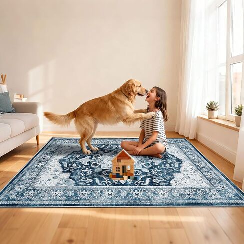 Office Chair Mat Desk Chair Hardwood Mat, Under Chair Mat for Rolling Chair for Home Gaming Tile Floor,Large Floor Protector Rug,Anti-Slip, Fauxwool Material(Blue, 48x60) in Kuwait