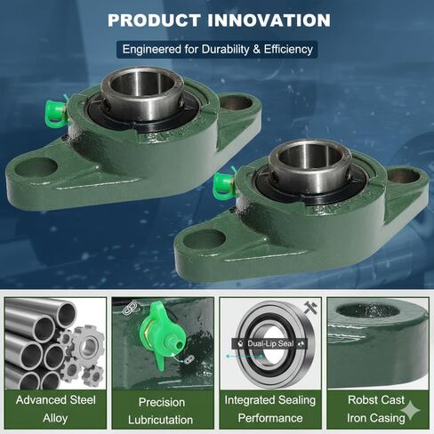 UCFL211-34 (2-1/8") Bore 2-Bolt Square Flange Bearing Unit, Self-Aligning Mounted Bearing, Cast Iron Housing, Set Screw Lock in Saudi Arabia