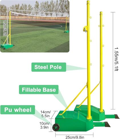 Badminton Net Frame Poles - Badminton Poles & Net for Backyard School,Indoor Outdoor Heavy Duty Badminton Post Set, Outdoor Badmintons Net Stand with Base, for Adult Kids Training in Kuwait