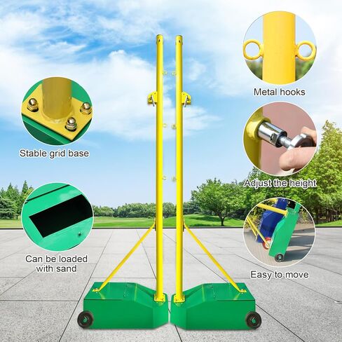 Badminton Net Frame Poles - Badminton Poles & Net for Backyard School,Indoor Outdoor Heavy Duty Badminton Post Set, Outdoor Badmintons Net Stand with Base, for Adult Kids Training in Kuwait