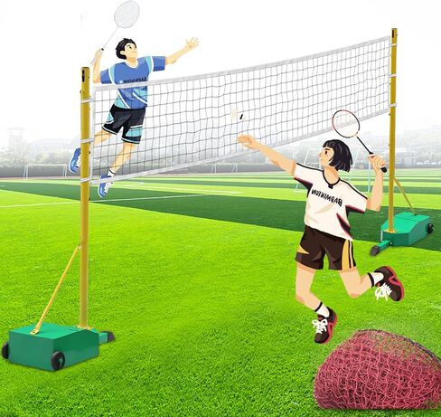 Badminton Net Frame Poles - Badminton Poles & Net for Backyard School,Indoor Outdoor Heavy Duty Badminton Post Set, Outdoor Badmintons Net Stand with Base, for Adult Kids Training in Kuwait
