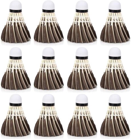 12 قطعة من كرات الريشة الصناعية باللون الأبيض/البني - كرات تنس الريشة الرياضية خفيفة الوزن للتدريب مع رأس إسفنجي للتدريب والطيران المستمر in Kuwait