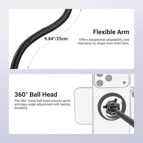 NEEWER BASICS Magnetic Phone Holder for Mic Stand with Flexible Tube, Magnet Adjustable Boom Pole Arm Mount Compatible with iPhone Android Samsung for Microphone Music Guitar Audio Recording, MS040 in Saudi Arabia