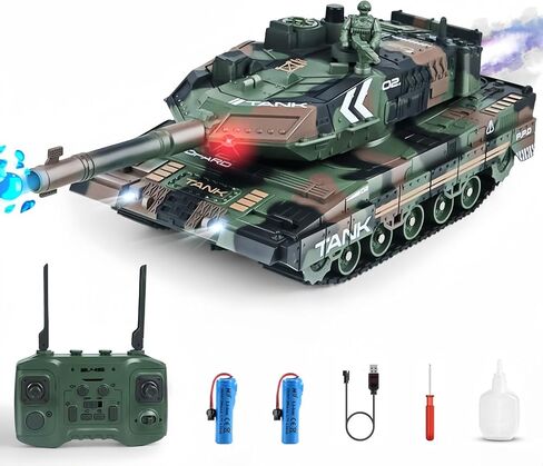 RC Tank الذي يطلق النار ، نموذج سيارات عسكرية 2.4 جيجا هرتز مع برج الدوار 360 درجة ، وتوضيح السيارات ، والصوت والدخان والضوء ، وخزان جيش التحكم عن بعد للبالغين في سن المراهقة in Kuwait
