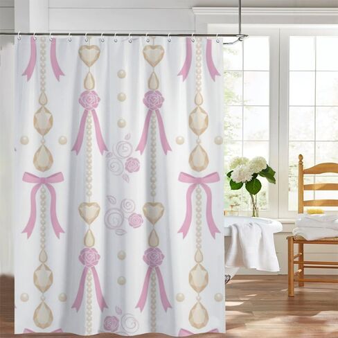 ستارة دش على شكل زهور وردية مع خطافات، ستارة دش صيفية مقاومة للماء للمزرعة، ستائر أفريقية من القماش قابلة للغسل لقضاء العطلات في إكسسوارات الحمام بوهو 72 × 72 بوصة in Kuwait