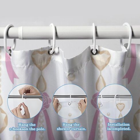 ستارة دش على شكل زهور وردية مع خطافات، ستارة دش صيفية مقاومة للماء للمزرعة، ستائر أفريقية من القماش قابلة للغسل لقضاء العطلات في إكسسوارات الحمام بوهو 72 × 72 بوصة in Kuwait