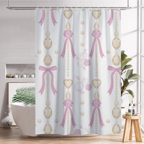 ستارة دش على شكل زهور وردية مع خطافات، ستارة دش صيفية مقاومة للماء للمزرعة، ستائر أفريقية من القماش قابلة للغسل لقضاء العطلات في إكسسوارات الحمام بوهو 72 × 72 بوصة in Kuwait