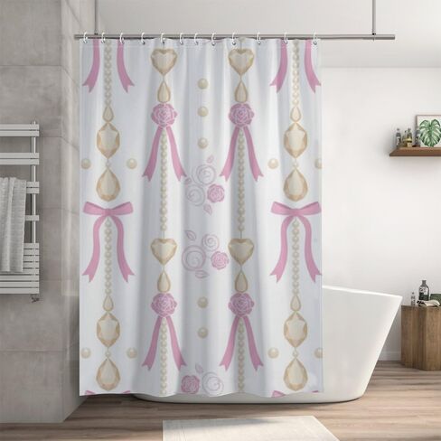 ستارة دش على شكل زهور وردية مع خطافات، ستارة دش صيفية مقاومة للماء للمزرعة، ستائر أفريقية من القماش قابلة للغسل لقضاء العطلات في إكسسوارات الحمام بوهو 72 × 72 بوصة in Kuwait