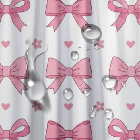 نسيج ستارة دش على شكل قلب زهري مع خطافات، ستارة دش جمالية صيفية مقاومة للماء، ستائر جمالية للعطلات من القماش قابلة للغسل للمشي في ديكور حمام لطيف 60 × 72 بوصة in Kuwait