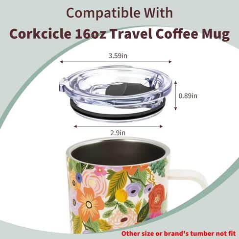 غطاء بديل متوافق مع غطاء منزلق مغناطيسي 16oz-2Pack من Corkcicle، مانع للانسكاب مزدوج الغلق متوافق مع ملحقات Corkcicle in Kuwait