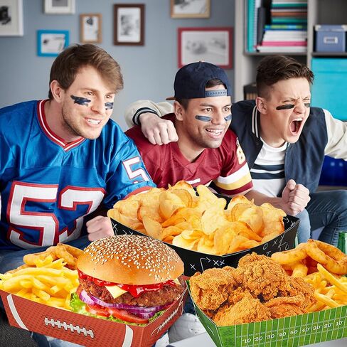 48 قطعة من ديكورات حفلات Superbowl، قوارب تقديم كبيرة بوزن 5 رطل لديكورات حفلات كرة القدم، صواني طعام ورقية لكرة القدم، مستلزمات حفلات Superbowl in Kuwait