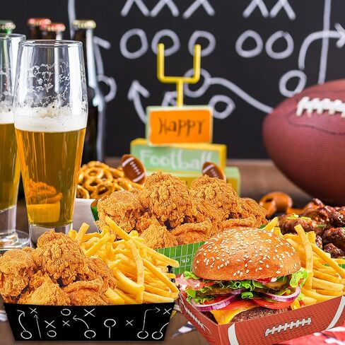 48 قطعة من ديكورات حفلات Superbowl، قوارب تقديم كبيرة بوزن 5 رطل لديكورات حفلات كرة القدم، صواني طعام ورقية لكرة القدم، مستلزمات حفلات Superbowl in Kuwait