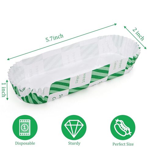 Nicunom 500 Pcs Paper Hot Dog Trays, 6'' Small Disposable Hot Dog Boats Fluted to Go Paper Food Tray Hotdog Holders for Concession Stand Party Food Truck Hot Dog Cart Accessories, Green in Saudi Arabia