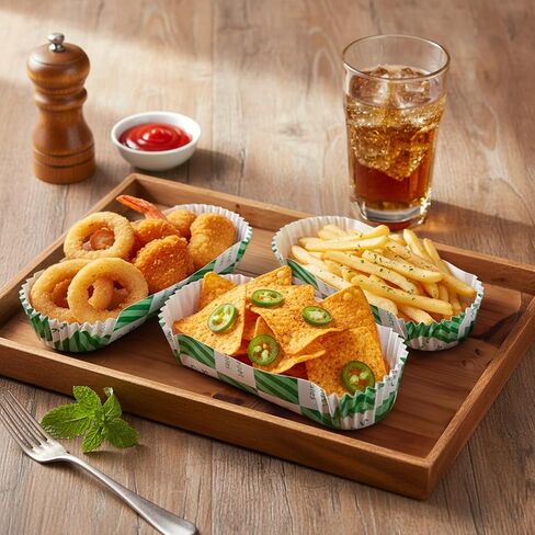 Nicunom 500 Pcs Paper Hot Dog Trays, 6'' Small Disposable Hot Dog Boats Fluted to Go Paper Food Tray Hotdog Holders for Concession Stand Party Food Truck Hot Dog Cart Accessories, Green in Saudi Arabia