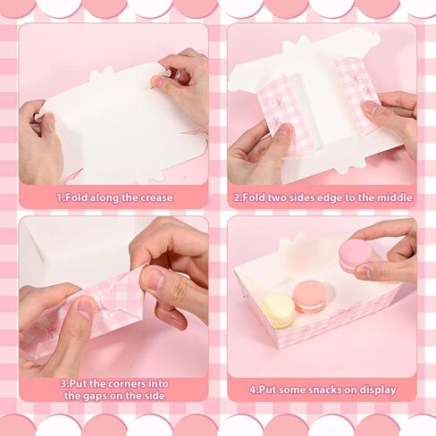 80 Pcs Pink Bow Nacho Food Trays Snack Serving Plates Pink Food Boats Hot Dog Nacho Trays for Coquette Birthday Wedding Anniversaries Party Supplies in Saudi Arabia