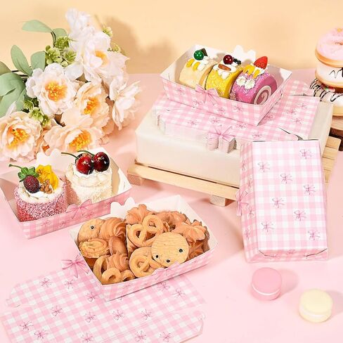 80 Pcs Pink Bow Nacho Food Trays Snack Serving Plates Pink Food Boats Hot Dog Nacho Trays for Coquette Birthday Wedding Anniversaries Party Supplies in Saudi Arabia