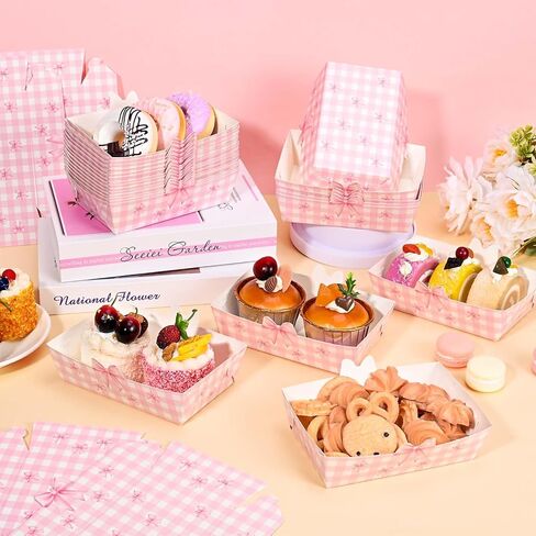 80 Pcs Pink Bow Nacho Food Trays Snack Serving Plates Pink Food Boats Hot Dog Nacho Trays for Coquette Birthday Wedding Anniversaries Party Supplies in Saudi Arabia