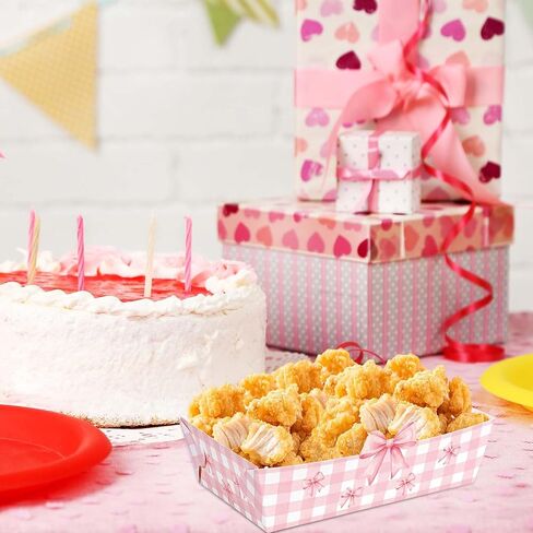 80 Pcs Pink Bow Nacho Food Trays Snack Serving Plates Pink Food Boats Hot Dog Nacho Trays for Coquette Birthday Wedding Anniversaries Party Supplies in Saudi Arabia