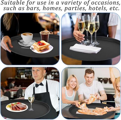 8 Pcs 24 Inch x 29 Inch Large Restaurant Serving Trays, Black PP Plastic Non Slip Tray,Oval Plastic Food Serving Tray with Raised Edges for Home Kitchen Restaurant Cafeterias Fast Food Service in Saudi Arabia
