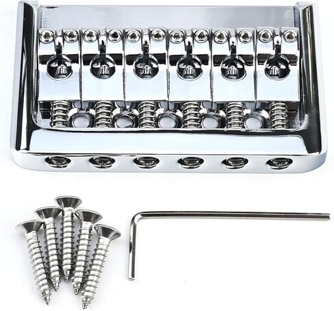 جسر ثابت للجيتار مكون من 6 أوتار من سبائك الزنك 10.5 مم (13/32 بوصة) جسر جيتار كهربائي متوافق مع قطع غيار الجيتار الكهربائي طراز Fender Strat Telecaster ذو 6 أوتار (ذهبي) in Kuwait