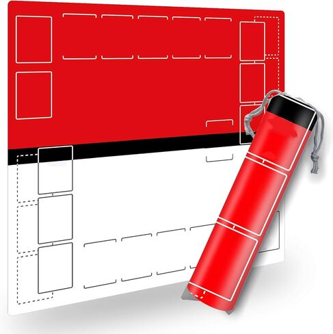 Playmat للعب بطاقة تداول-حصيرة مدرب 2 لاعب مع أنبوب الحمل ، تصميم قابل للطي محمول للسفر ، قاعدة مطاطية مضادة للانزلاق ، مثالية للممارسة والهدايا (أحمر) in Kuwait