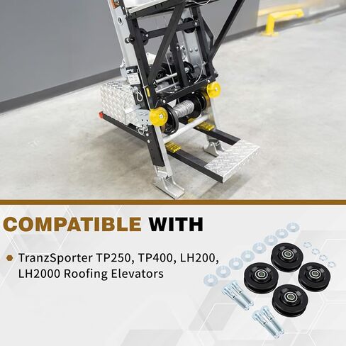 4 عبوات 90040 مجموعة عجلات نقل رافعة السقف متوافقة مع مصاعد التسقيف Tranzsporter TP400 TP250 LH200 LH2000، فولاذ كربوني عالي التحمل in Kuwait