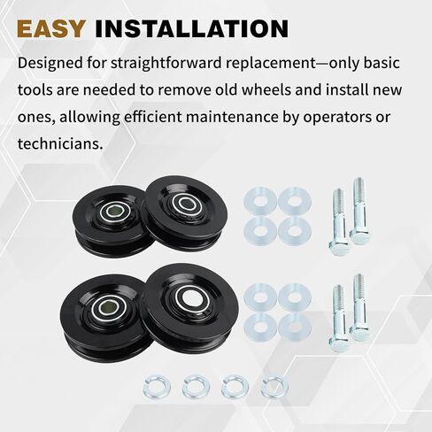 4 عبوات 90040 مجموعة عجلات نقل رافعة السقف متوافقة مع مصاعد التسقيف Tranzsporter TP400 TP250 LH200 LH2000، فولاذ كربوني عالي التحمل in Kuwait