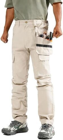 KVE رجل العمل السراويل Ripstop مقاوم للماء مرونة الخصر في الهواء الطلق تنفس البضائع التكتيكية المشي لمسافات طويلة السراويل سريعة الجافة مع 7 جيوب in Kuwait