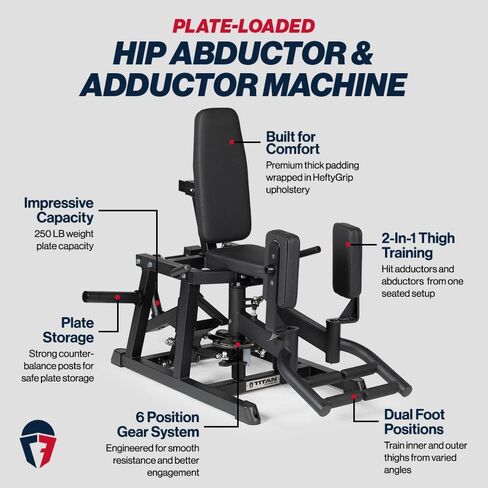 Titan Fitness Plate-Loaded Hip Abductor and Adductor Exercise Machine, Rated 250 LB, Combo Inner/Outer Thigh Stabilizer Machine in Saudi Arabia