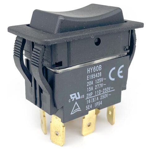 مفتاح الروك HY60B - 20A/125V 15A/277V 6-Pin ON-Off-ON (عبوة واحدة) - متوافق مع أدوات DeWalt وMilwaukee وBosch - يعمل على إصلاح انقطاع الطاقة في المثاقب والمناشير ومعدات الحدائق in Saudi Arabia