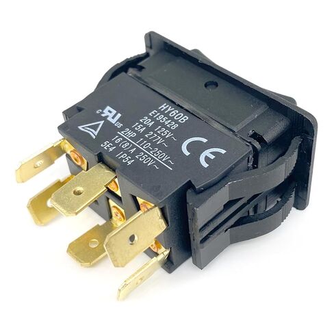 مفتاح الروك HY60B - 20A/125V 15A/277V 6-Pin ON-Off-ON (عبوة واحدة) - متوافق مع أدوات DeWalt وMilwaukee وBosch - يعمل على إصلاح انقطاع الطاقة في المثاقب والمناشير ومعدات الحدائق in Saudi Arabia