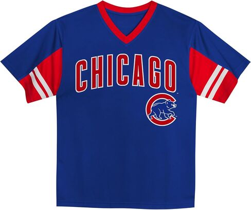 MLB Kids Youth Boys 4-18 Officially Licensed Team Color Primary Logo Baseball Fashion Top V-Neck Jersey in Kuwait