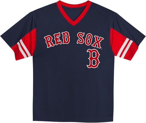 MLB Kids Youth Boys 4-18 Officially Licensed Team Color Primary Logo Baseball Fashion Top V-Neck Jersey in Kuwait