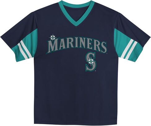 MLB Kids Youth Boys 4-18 Officially Licensed Team Color Primary Logo Baseball Fashion Top V-Neck Jersey in Kuwait