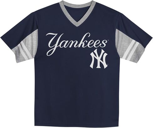 MLB Kids Youth Boys 4-18 Officially Licensed Team Color Primary Logo Baseball Fashion Top V-Neck Jersey in Kuwait