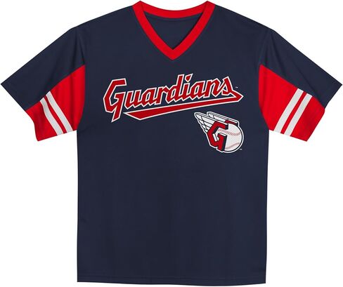 MLB Kids Youth Boys 4-18 Officially Licensed Team Color Primary Logo Baseball Fashion Top V-Neck Jersey in Kuwait