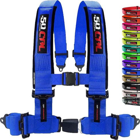 1pc 4 Point Harness for Bucket Seat, Push Release, 10 Color Options, Racing Harness, Race Car, Off Road, UTV, RZR (2in Blue) in Saudi Arabia