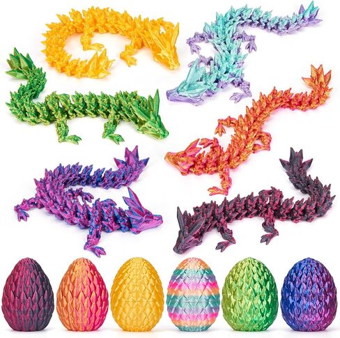 2PCS 3D Printed Dinosaur Egg Toys with Articulated Skeletons, Flexible Joints Dinosaur Figures for Stress Relief, 3D-Printed Animals Fidget Toy for Kids Adults in Kuwait