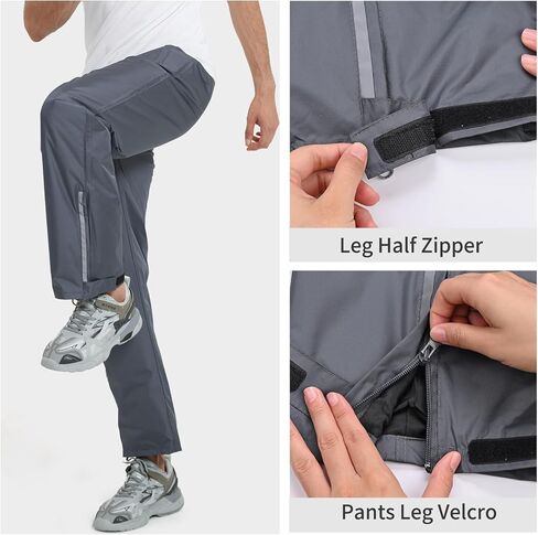 Ourcan Men's Rain Pants Over Pants Waterproof Windproof Pants Breathable Lightweight Suitable for Rainy Outdoors, Hiking, Golf, Fishing Gray in Kuwait
