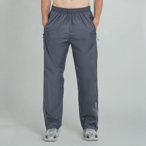 Ourcan Men's Rain Pants Over Pants Waterproof Windproof Pants Breathable Lightweight Suitable for Rainy Outdoors, Hiking, Golf, Fishing Gray in Kuwait