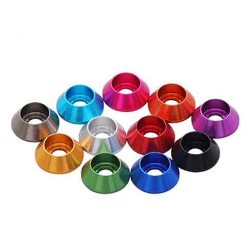 10 قطع من Qinlu-Wasers M2 M2.5 M3 M4 M5 M6 M8 من الألومنيوم، حشية رأس كوب الأكسدة الأنودية الملونة، 10 ألوان اختيارية، لإصلاح المصانع (أسود، M4 10 قطع) in Kuwait