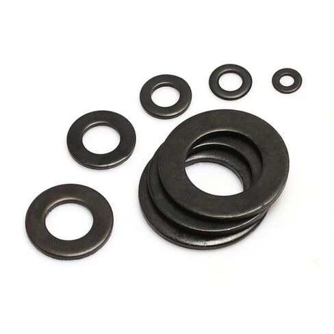 غسالات Qinlu-غسالات مسطحة من الفولاذ الأسود، حشوات أثاث معدنية مستديرة عادية M2 M2.5 M3 M4 M5 M6 M8 M10 M12، لإصلاح المصانع (M4X9X0.8 (30 قطعة)) in Kuwait