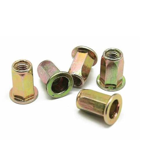 غسالات Qinlu-M4 M5 M6 M8 M10 M12 سداسية من الفولاذ الكربوني سداسية الرأس المسطحة ملزمة بجوز برشام إدراج خيط متري 5/10/20 قطعة، لإصلاح المصانع (رأس سداسي كامل، 10 قطع M10) in Kuwait