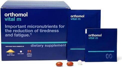 Orthomol Vital M Vial-مكملات فيتامين للرجال لمدة 30 يومًا مع A و B و C و D و E و K و Eodine و Omega-3-يدعم الطاقة والحيوية الذكور in Kuwait