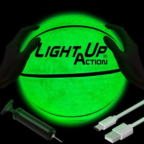 Christmas Green LED Basketball Powered by Rechargeable Batteries Built-in with USB-C Charging Size 7 Glow in The Dark Basket Ball Great Toy for Kids Teen Boy and Girl Limited Edition in Saudi Arabia